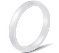 Jude - Anello da matrimonio impilabile, in ceramica, 3 mm, colore: Bianco e Ceramica, 48 (15.3), colore: bianco, cod. JR600