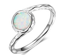 Jude - Anello di fidanzamento in argento Sterling 925 martellato con opale e Argento, 61 (19.4), colore: Argento, cod. 689