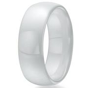 Jude - Anello in ceramica classica semplice da 8 mm, tinta unita, colore: bianco e nero e Ceramica, 33, colore: bianco, cod. JR411-412