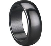 Jude - Anello in ceramica classica semplice da 8 mm, tinta unita, colore: bianco e nero e Ceramica, 61 (19.4), colore: Nero , cod. JR411-412