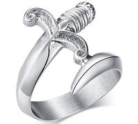 Jude Jewelers Anello da motociclista in acciaio inox a forma di pugnale, cocktail party, Metallo, Zirconia cubica