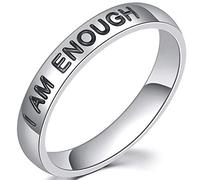 Jude Jewelers Anello impilabile in acciaio inox da 4 mm con scritta "I am Enough Encouragement Inpiration Mantra", Metallo
