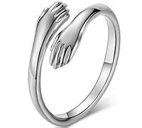 Jude Jewelers Anello in acciaio inox a forma di mano con abbraccio, per promessa di anniversario, Metallo, Zirconia cubica