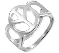Jude Jewelers Anello in acciaio inox con simbolo della pace mondiale, per scuola, scuola, cocktail party, laurea, Metallo, Zirconia cubica