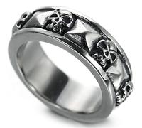 Jude Jewelers Anello in acciaio inox stile gotico con teschio da motociclista, Metallo, Zirconia cubica