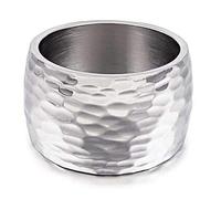 Jude Jewelers Fede nuziale classica semplice in acciaio inossidabile da 15 mm, superficie martellata, Metallo, Zirconia cubica