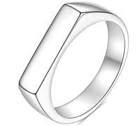 Jude Jewelers Fede nuziale impilabile in acciaio inossidabile da 4 mm di forma geometrica, Metallo, Zirconia cubica