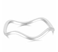 Jude Jewelers Fede nuziale impilabile in acciaio inox da 2 mm a forma ondulata, Metallo, Zirconia cubica