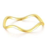 Jude Jewelers Fede nuziale impilabile in acciaio inox da 2 mm a forma ondulata, Metallo, Zirconia cubica