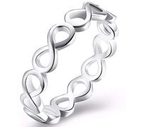 Jude Jewelers Fede nuziale in acciaio inox con simbolo dell'infinito e scritta "Love", Metallo, Zirconia cubica