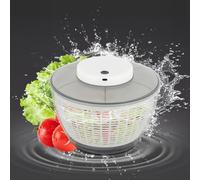 JUDEMII Centrifuga per insalata elettrica da 4,3 litri con bianco e grigio, per 10 secondi di disidratazione, centrifuga automatica per insalata con USB, ricaricabile, per insalata elettrica