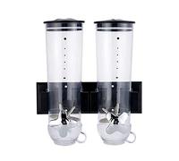 JUDEMII Dispenser per cereali da 3 l, nero, con 2 bicchieri, doppio controllo, a parete, per conservare noci, chicchi di caffè, caramelle, cereali