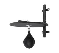 JUDEMII Set con piattaforma da boxe, 30 cm, regolabile in altezza, montaggio a parete, attrezzi da allenamento con palla da boxe, pompa e ago di gonfiaggio, per casa, palestra, 60 x 60 cm (nero)