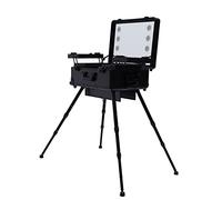 JUDEMII Valigetta cosmetica da 22 pollici, con luce a LED e gamba di supporto, con specchio semi-temprato, cosmetici, organizzatore 3 in 1, professionale, grande valigetta per trucchi, Nero ,