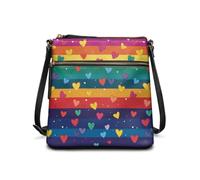 JUDENTIDOS Borsa a tracolla da donna borsa a tracolla carina borsa hobo borsa da viaggio alla moda borsa a tracolla, Cuori a strisce arcobaleno, Taglia unica