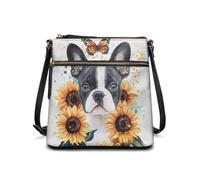 JUDENTIDOS Borsa a tracolla da donna borsa a tracolla carina borsa hobo borsa da viaggio alla moda borsa a tracolla, Boston Terrier Girasole, Taglia unica