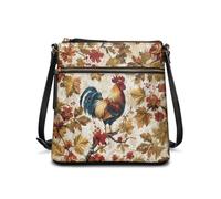 JUDENTIDOS Borsa a tracolla da donna, borsa a tracolla in pelle, stile bohémien, con tracolla regolabile, Pollo Foglie d'autunno, Taglia unica