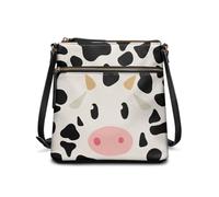 JUDENTIDOS Borsa a tracolla da donna, borsa a tracolla in pelle, stile bohémien, con tracolla regolabile, Mucca Carina Nera, Taglia unica