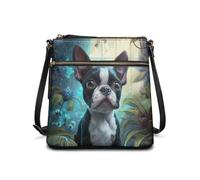 JUDENTIDOS Borsa a tracolla da donna in pelle con tracolla regolabile, Divertente Boston Terrier, Taglia unica