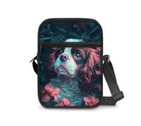 JUDENTIDOS Borsa a tracolla per cellulare, piccola borsa a tracolla, borsa a tracolla per scuola, ragazzo e ragazza, Cavalier King Charles Spaniel Floreale, Taglia unica