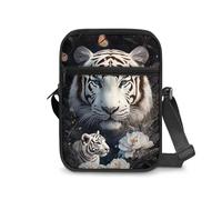 JUDENTIDOS Borsa a tracolla per donna e uomo, borsa a tracolla con cerniera, Tigre bianca., Taglia unica