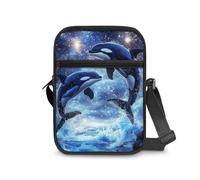 JUDENTIDOS Borsa a tracolla piccola borsa messenger per ragazzi ragazze borsa portafoglio organizzatore viaggio Shoudler Bag, Orca delle balene assassine della galassia, Taglia unica