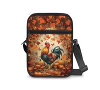 JUDENTIDOS Borsa messenger per donne e uomini, borse a tracolla, casual, da viaggio, borsa a tracolla per telefono, Pollo Foglie d'autunno, Taglia unica