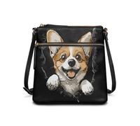 JUDENTIDOS Borse a tracolla personalizzate e borse per le donne in pelle PU Tote Bag Satchel Borse a tracolla con tracolla regolabile, Corgi divertenti, Taglia unica