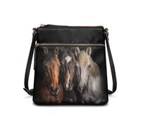 JUDENTIDOS Borse a tracolla personalizzate per le donne in pelle Tote Borse Hobo Satchel Borse a tracolla con tracolla regolabile, Cavallo nero, Taglia unica