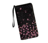 JUDENTIDOS Portafogli da donna carini da viaggio in pelle PU con cerniera intorno alla borsa lunga porta carte di credito pochette, Luna Farfalla Blu, Taglia unica