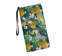 JUDENTIDOS Portafogli da donna carini da viaggio in pelle PU con cerniera intorno alla borsa lunga porta carte di credito pochette, Note musicali con foglie autunnali, Taglia unica