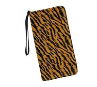 JUDENTIDOS Portafogli da donna in pelle con cerniera lunga borsa multipla slot per schede pochette da polso, Strisce di tigre., Taglia unica