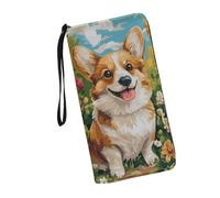 JUDENTIDOS Portafogli da donna in pelle con cerniera lunga borsa multipla slot per schede pochette da polso, Corig divertente, Taglia unica