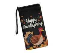 JUDENTIDOS Portafogli da donna in pelle con cerniera lunga borsa multipla slot per schede pochette da polso, Felice Ringraziamento Carino Turchia, Taglia unica