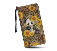JUDENTIDOS Portafogli da polso da donna divertente rana stampa floreale in pelle porta carte di credito portamonete borsa lunga multi-card slot pochette, Girasole Panda Leopardo, Taglia unica