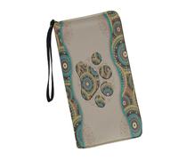JUDENTIDOS Portafoglio da donna con blocco RFID in pelle PU multi carta di credito grande capapcity zip intorno pochette borsa da viaggio da polso, Zampa Mandala, Taglia unica