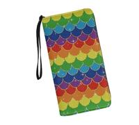JUDENTIDOS Portafoglio da donna con blocco RFID in pelle PU multi carta di credito grande capapcity zip intorno pochette borsa da viaggio da polso, Scala sirena arcobaleno, Taglia unica