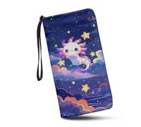 JUDENTIDOS Portafoglio da donna con cerniera intorno alla borsa lunga organizer in pelle PU pochette con cinturino da polso, Divertente bassotto note musicali, Taglia unica