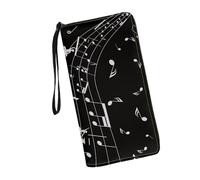 JUDENTIDOS Portafoglio da donna in pelle porta carte frizione zip intorno organizzatore lungo borsa da polso borse, Note musicali., Taglia unica