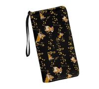 JUDENTIDOS Portafoglio da donna intorno alla cerniera borsa lunga RFID blocco porta carte pochette portafoglio da polso, Luna Farfalla Blu, Taglia unica