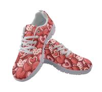 JUDENTIDOS Scarpe da passeggio da donna, scarpe da tennis, scarpe da tennis leggere da viaggio, San Valentino S Day Cuori rossi, 42.5 EU