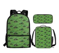 JUDENTIDOS Set di zaini per ragazzi, 3 pezzi, con borsa per il pranzo e astuccio per la scuola elementare, grande capacità, zaino casual, Trattori Cartoon