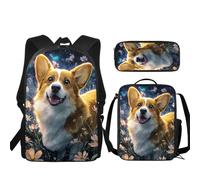JUDENTIDOS Zaino per ragazzi ragazze borse da scuola con portapranzo astuccio set 3 pezzi carino librerie per asilo elementare prescolare medio, Divertente Sea Corgi