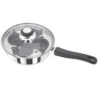 Judge Essentials HP86 - Padella per uova da 4 tazze, in acciaio inox, coperchio ventilato in vetro e manico fresco, 20 cm