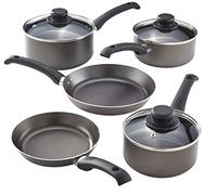 Judge Everyday - Set di 5 pentole antiaderenti, 5 pentole da 16 cm, 18 cm, 20 cm, padelle da 20 cm e 24 cm, pentole in alluminio con manici resistenti al calore, non adatto per piani cottura a