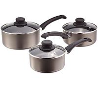 Judge Everyday - Set di pentole antiaderenti, 3 pentole da 16 cm, 18 cm, 20 cm, pentole in alluminio con manici resistenti al calore, non adatte per piani cottura a induzione, compatibile con tutti