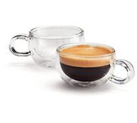 Judge Form JDG60 - Set di 2 tazzine da caffè in vetro con manico, vuote, realizzate a mano, resistenti al calore, lavabili in lavastoviglie, 75 ml
