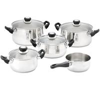 Judge Vista - Set di pentole da 5 pezzi, pentole da 16 cm e 18 cm, casseruole da 20 cm e 24 cm, pentola da 24 cm, pentole in acciaio inox per induzione, set completo di padelle da cucina