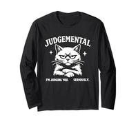 Judgemental Cat I'm Judging You Seriously Funny Cat Grafica Maglia a Manica