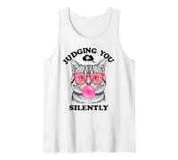 Judging You Silently Funny Cat Blowing a Bubble Gum Cat Mom Canotta